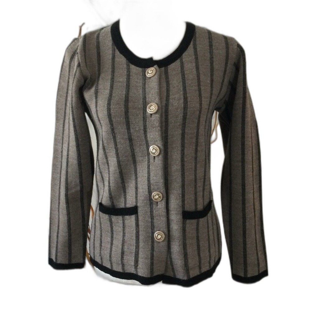 ILK Petek Cardigan Sweater Women's Size S Color Brown Striped Button Up Knit